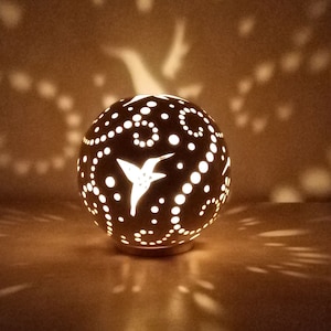 Hummingbird tea light holder - bird lovers Christmas gift Humming bird candleholder Handmade ceramic candle lantern - bird light