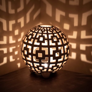 Geometric tea light holder - birthday gift for friends or women Interior ceramic candle lantern - geometric luminary