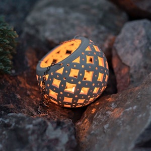 Moroccan Geometric Lantern: Hanging Tea Light Holder, Patio Decor
