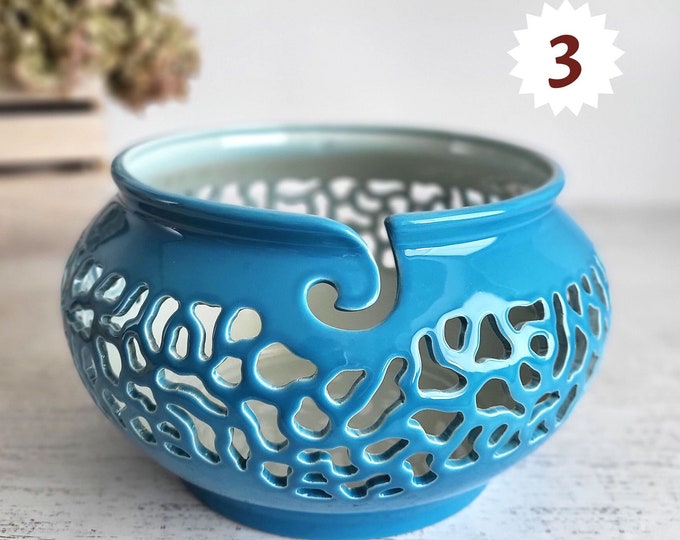 Ceramic yarn bowl - knitting accessories and gifts for knitters Pottery crochet bowl - craft room decor or Сhristmas gifts idea