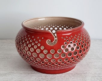 Large ceramic yarn bowl - gifts for knitters or craft room decor Crochet yarn box holder - knitting organizer Fruit bowl or tea light holder