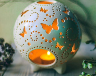 Monarch butterfly tealight holder Candle lantern 9th anniversary decoration Tea light holder for wedding decorations or romantic room decor