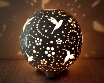 Humming bird candle holder shadow lantern Hummingbird tea light holder - bird lover Christmas gift or home decor