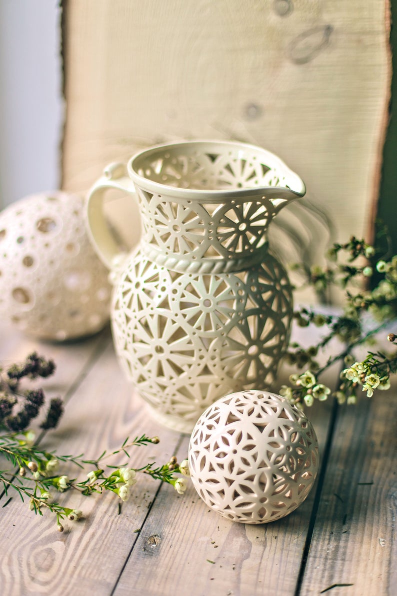 Keramik Kerzenhalter Pitcher für Home Decor | Etsy Keramik Kerzenhalter Pitcher für Home Decor | Etsy