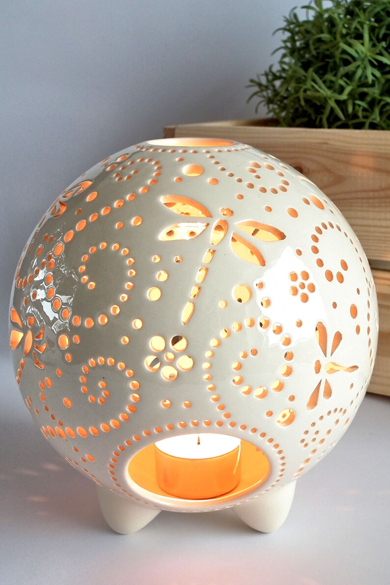 Dragonfly lamps Ceramic Candle Lantern Dragonfly gift Etsy