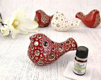 Essential oil ceramic diffuser - ceramic bird figurine Stress relief gift - office desk or bathroom decor