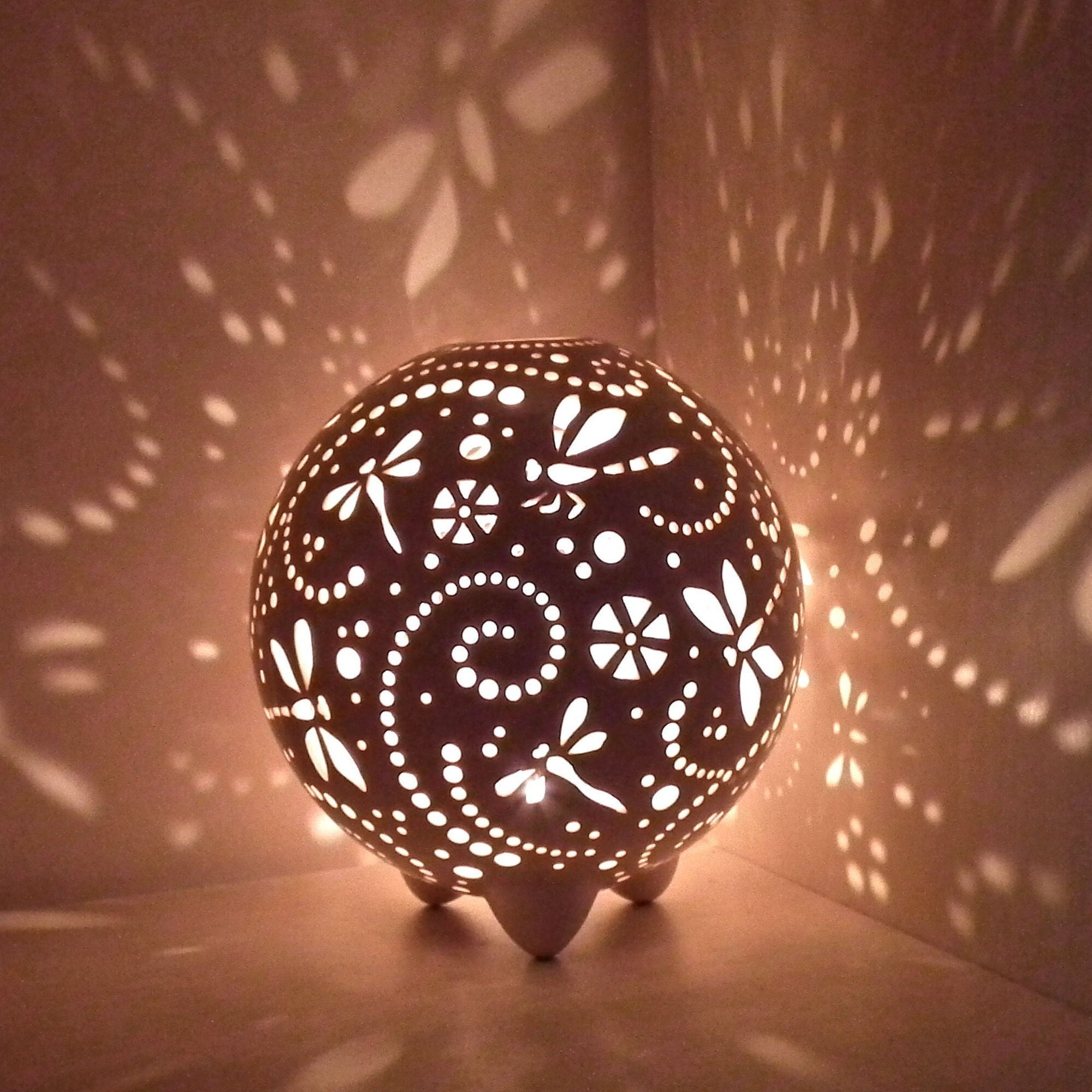 Dragonfly Tea Light Holder Ceramic Candle Lantern, Entomology Decor