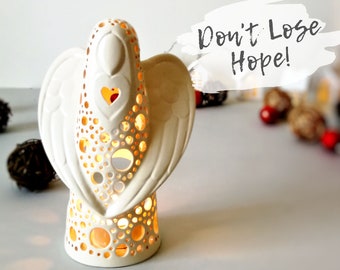 Bereavement gift for dad - angel figurine tea light holder Ceramic candle holder angel - remembrance or condolence gift for mother