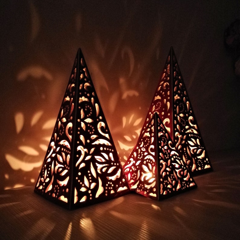 Pyramids Candle Lanterns for Christmas Table Decor Etsy