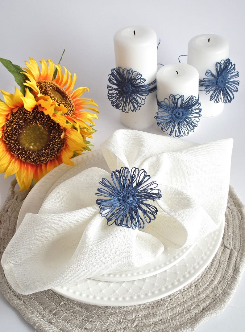 Dusty Blue Wedding Napkin Rings Navy Blue Napkin Holder Etsy