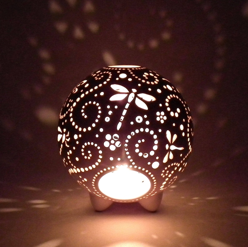 Dragonfly lamps Ceramic Lantern Dragonfly gift ideas Candle Etsy