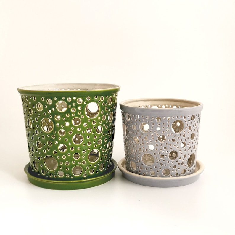 Orchid Pot With Holes Ceramic Orchid Planter Large Planter Etsy UK