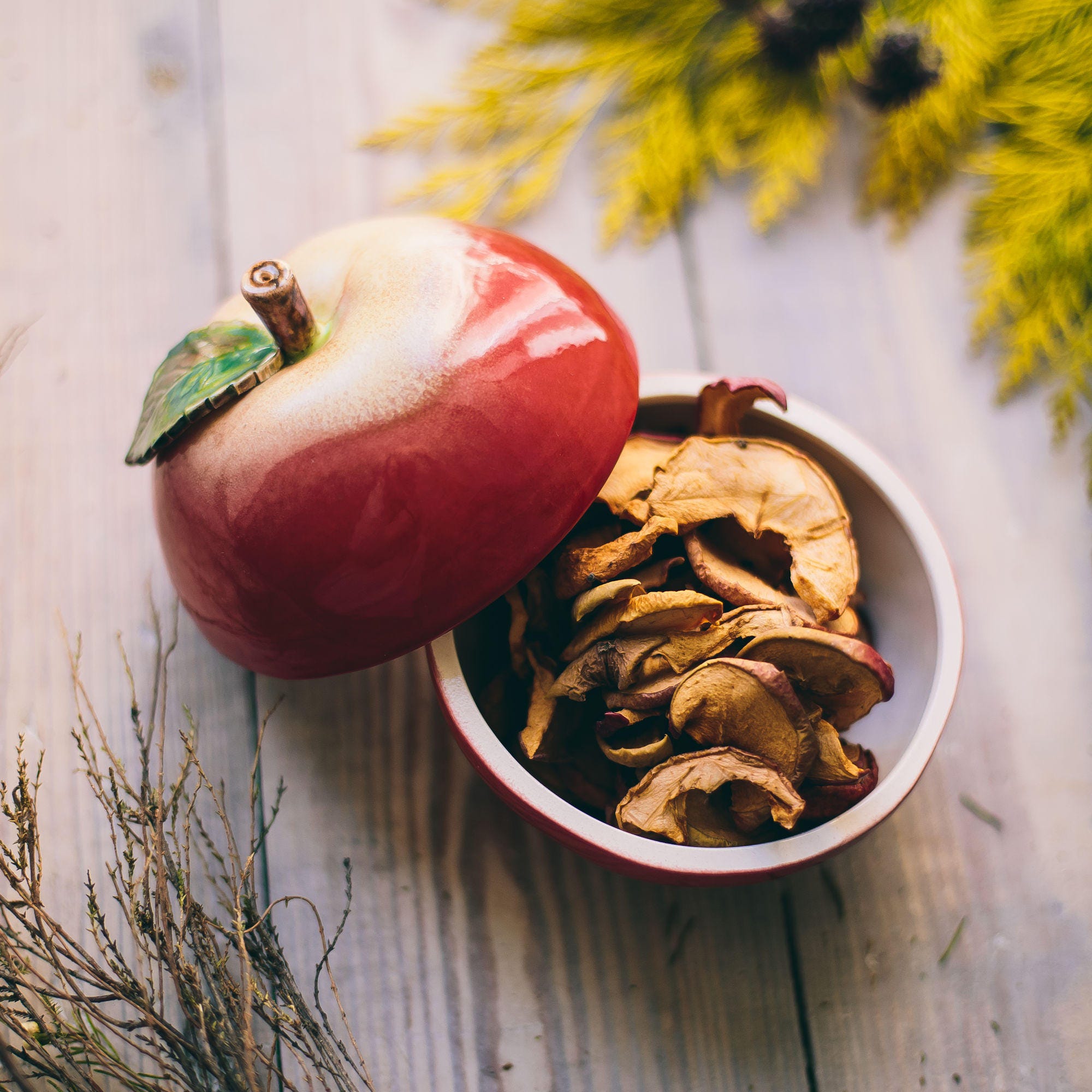 Pot à Biscuits Aux Pommes en Céramique - Cadeau de Noël Pour Son Rangement Cuisine Sucrier Femme Boî