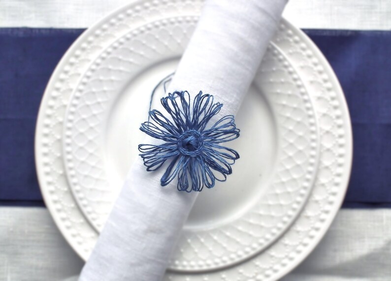 Dusty Blue Wedding Napkin Rings Navy Blue Napkin Holder Etsy