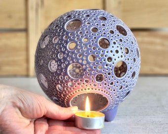 Very peri ceramic tea light holder apartment decor Light purple globe votive candle holder - 2023 Christmas gift Lantern centerpiece 20/08