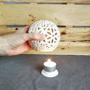 Tealight holder with flowers motif father of the bride christmas gift Candle lantern evening party lights Small candle holder bedside light image 5