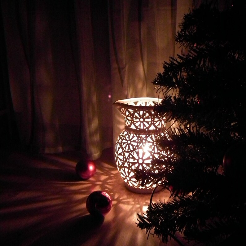 Photophore en poterie, décoration de cheminée de Noël, décoration de cheminée de Noël, cadeau de Noël pour maman, cadeau de sa fille image 5