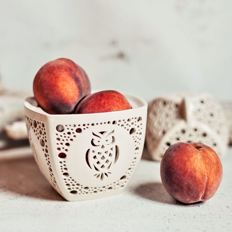 Ceramic Berry Bowl With Holes Kitchen Centerpiece or Etsy