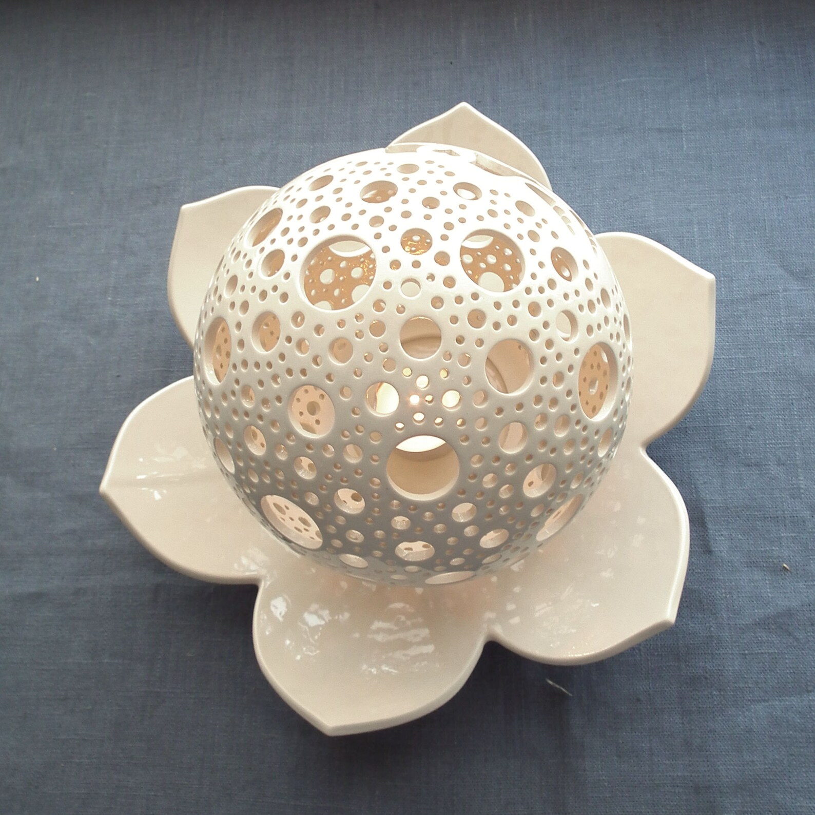 Lotus Flower Tea Light Holder Meditation Altar Candle Etsy
