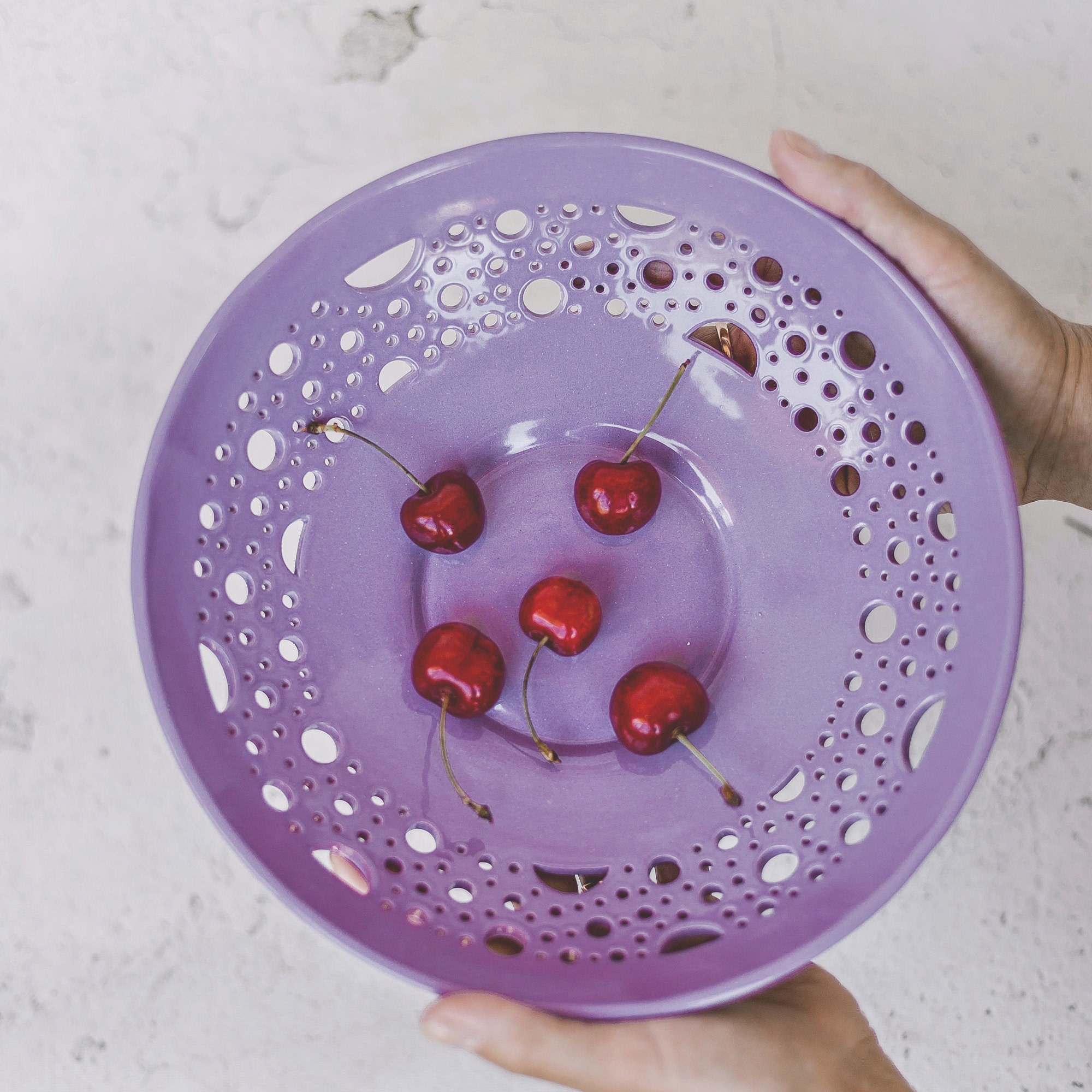 Ultra Violet Colour Ceramic Dinnerware Round Plate With Holes Etsy