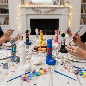 Vrijgezellenfeestpakket – Beschilder je eigen keramische beeldjes – Activiteit voor een meidenavond – Spelidee voor een vrijgezellenfeest