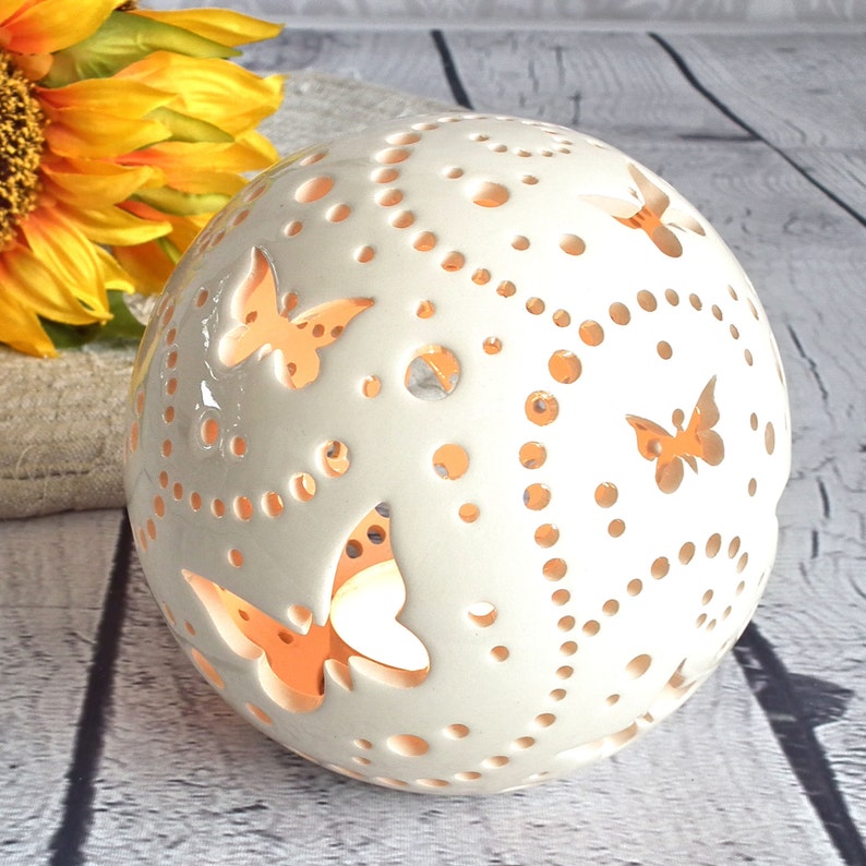 Butterfly Ceramic Candle Lantern Tea Light Holder Etsy