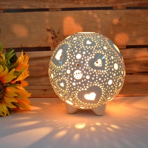 Heart table decor tea light holder Heart love candle holder - valentines day gift for women Ceramic candle lantern - housewarming gift