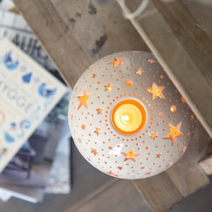 Star night light Christmas decorations candle lantern Pottery candle holder Tea light holder ceramic table lamp