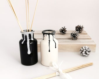 Ceramic Reed Diffuser Bottle: Handmade Essential Oil Diffuser with Wooden Reeds