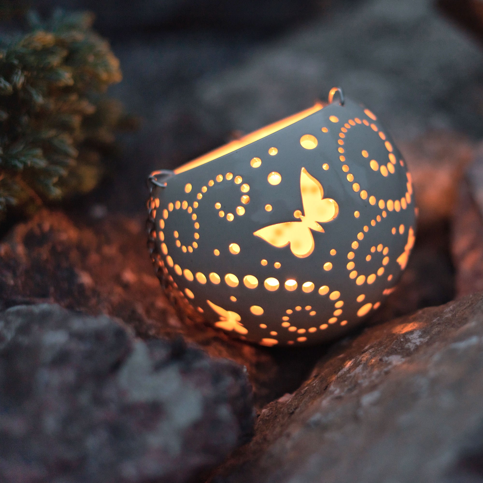 Patio Lumières Papillon Amant Cadeau d'anniversaire Bougie Extérieure Lanterne de Jardinage Accroche