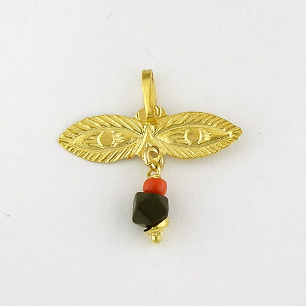 Adult Child Ojito Santa Lucia 14K GOLD with Black Jet Ball & Coral Azabache