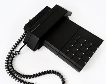 80s Phone MONACO 1 Sleek Designer Black Telephone Wall Street Yuppie Style Postmodern Sophisticated Geometric Movie Prop 90s Classic Telekom