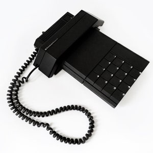 80s Phone MONACO 1 Sleek Designer Black Telephone Wall Street Yuppie Style Postmodern Sophisticated Geometric Movie Prop 90s Classic Telekom image 1