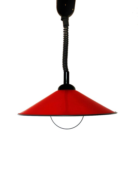 Red Pendant Lamp Industrial Adjustable Light Ceiling Pull Down