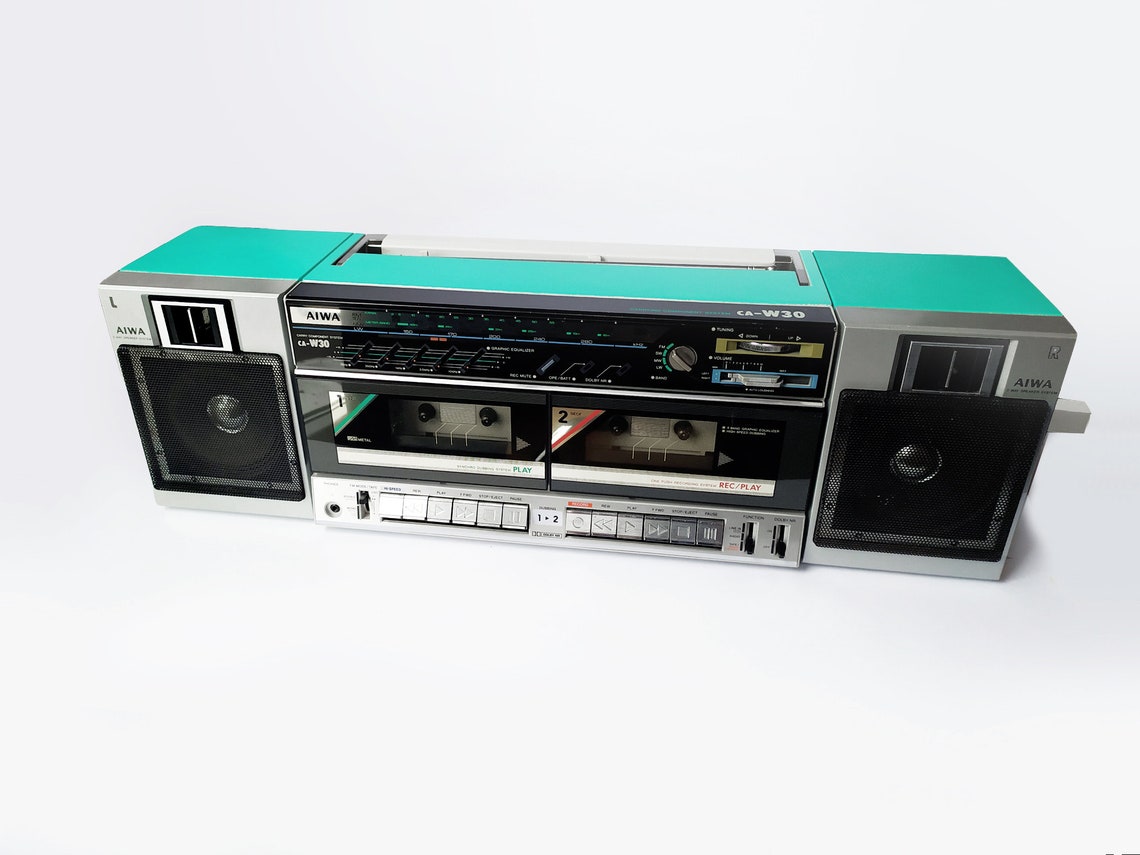 AIWA CAW30 Boombox Double Deck Radio Cassette Player Tape Etsy