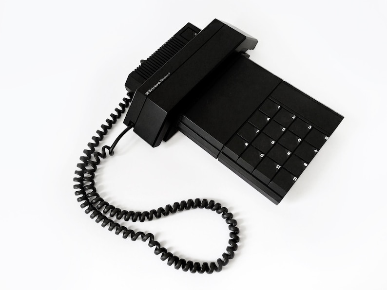 80s Phone MONACO 1 Sleek Designer Black Telephone Wall Street Yuppie Style Postmodern Sophisticated Geometric Movie Prop 90s Classic Telekom image 1