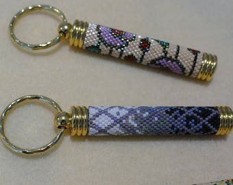 1 x Hand Decorated Beaded Needle case / Pendant: Assorted Designs; Customisable Gift Present Christmas Birthday in a Variety of Colours