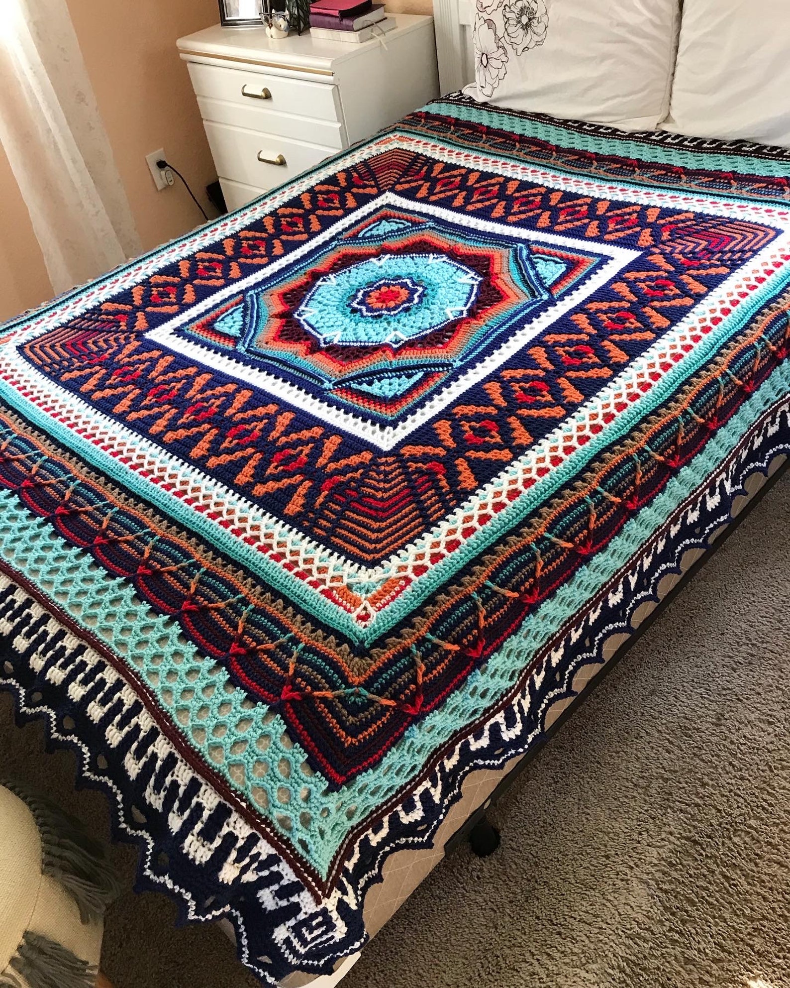 Crocheted Queen Size Blanket Etsy