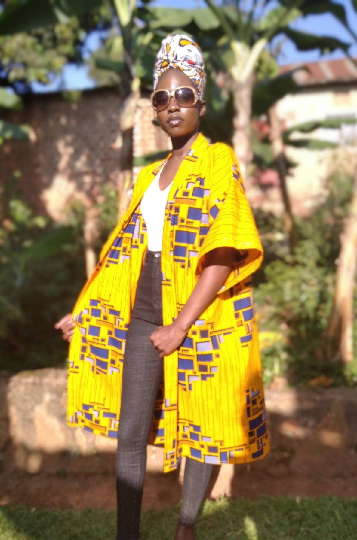 African Print Midi Kimono Jacket - Etsy UK