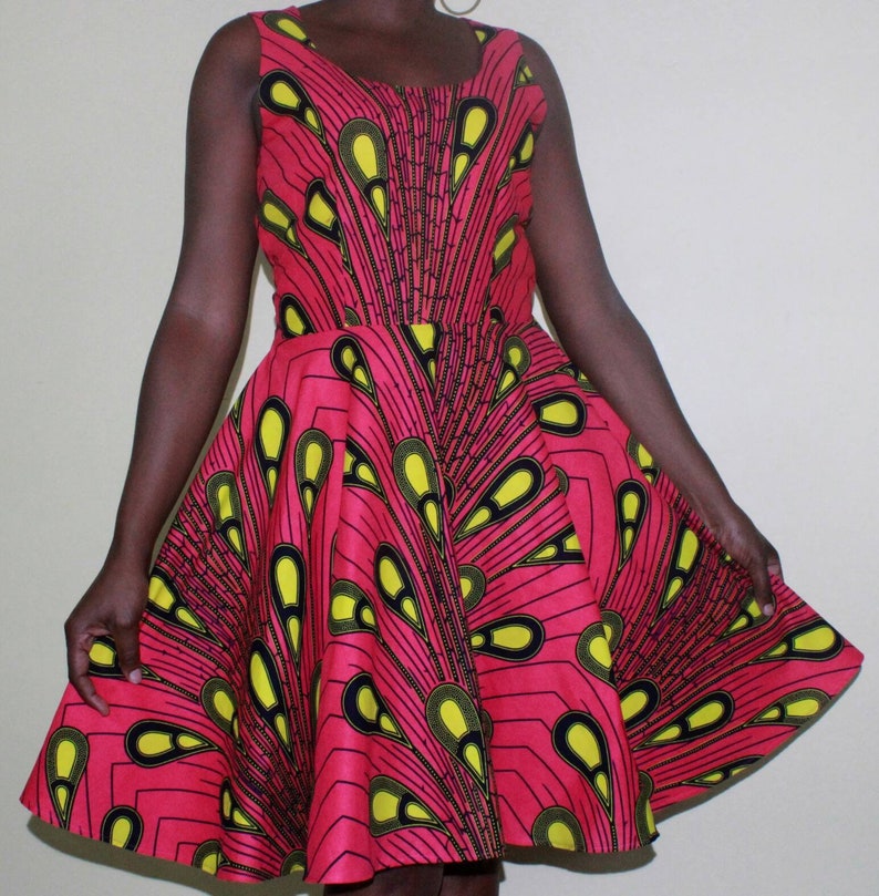 pink african print dress