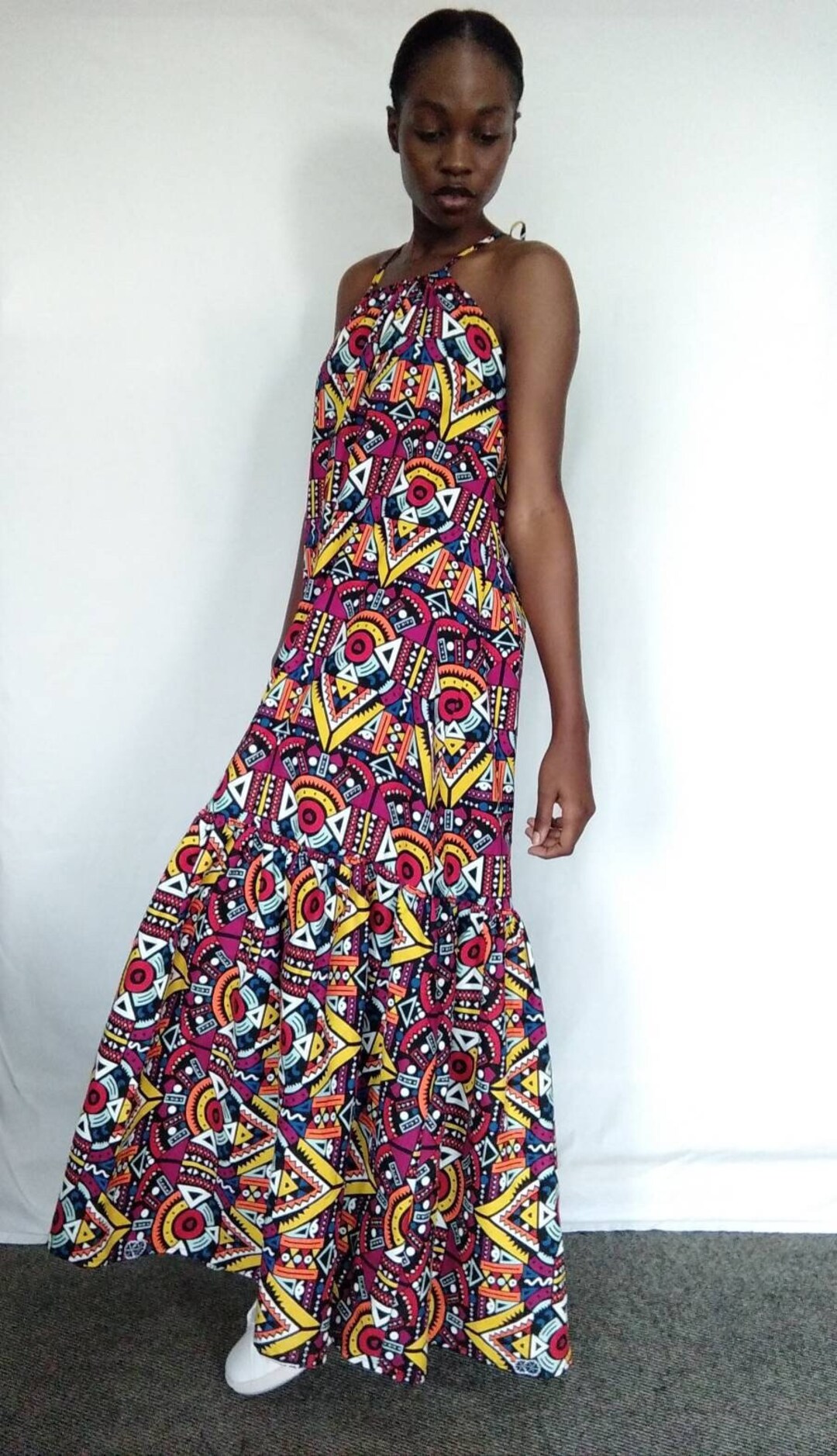 Navy Printed Maxi Dress atelieryuwa.ciao.jp
