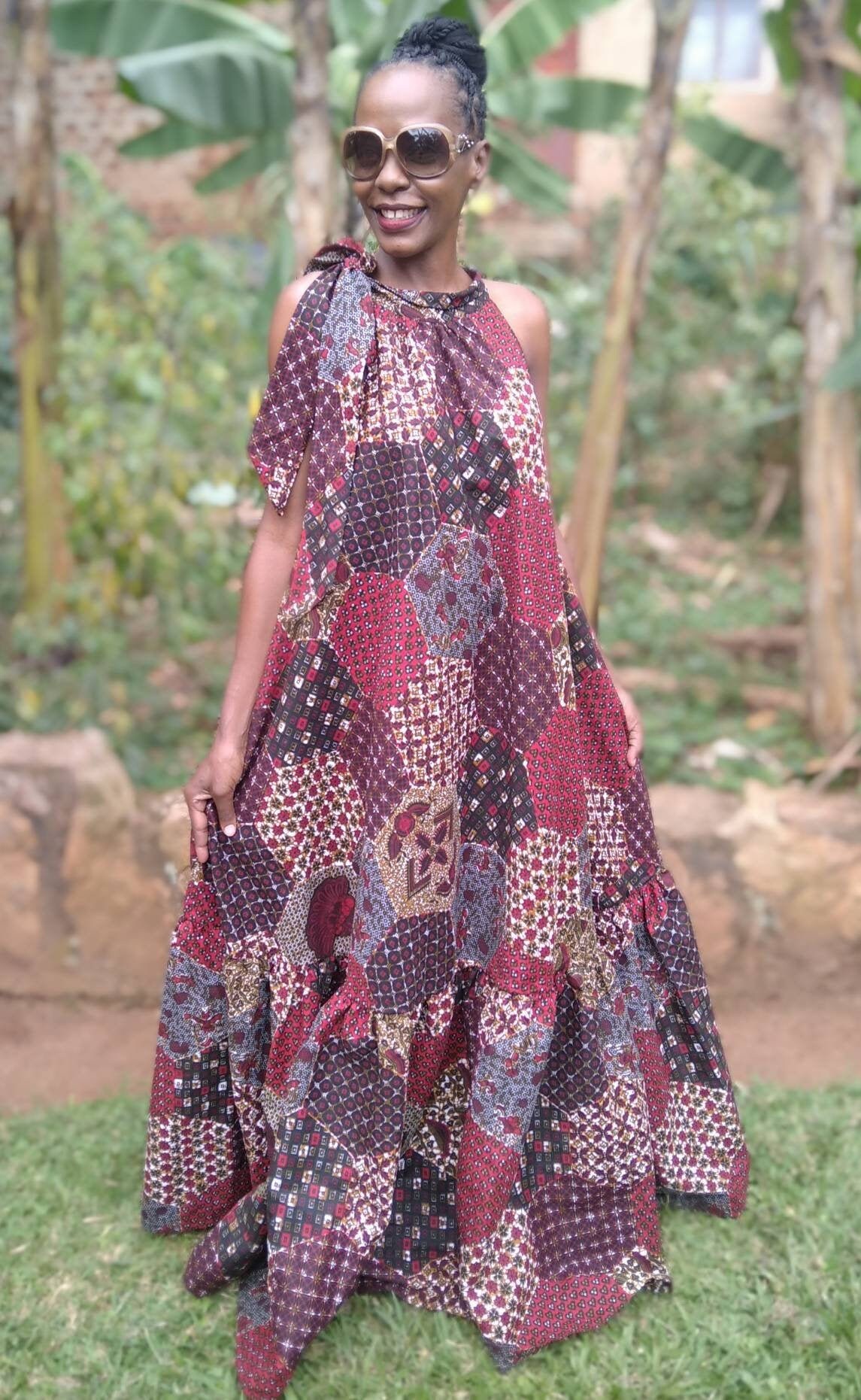 Plus Size South African Print Maxi Dress