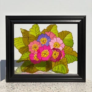 Stained Glass Suncatcher, Flower Painting on Glass Art, Botanical Stained Glass, Window Wildflower, meadow Birthday Gift Anniversary Gift