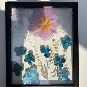 Botanical art in frame, Hanging flower framed, dried flowers in glass frame, Wall decor, Pressed flower art, Real dried flower, herbarium