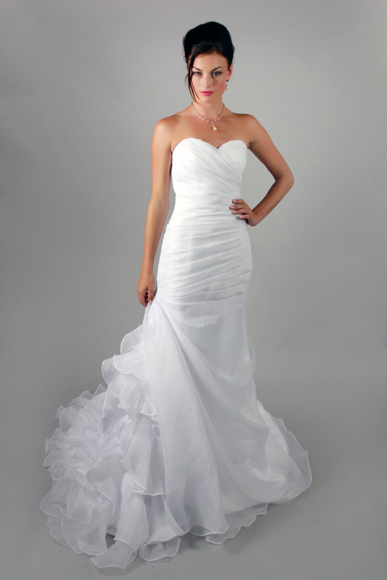 Organza Simple Elegant Mermaid Wedding Dress Etsy
