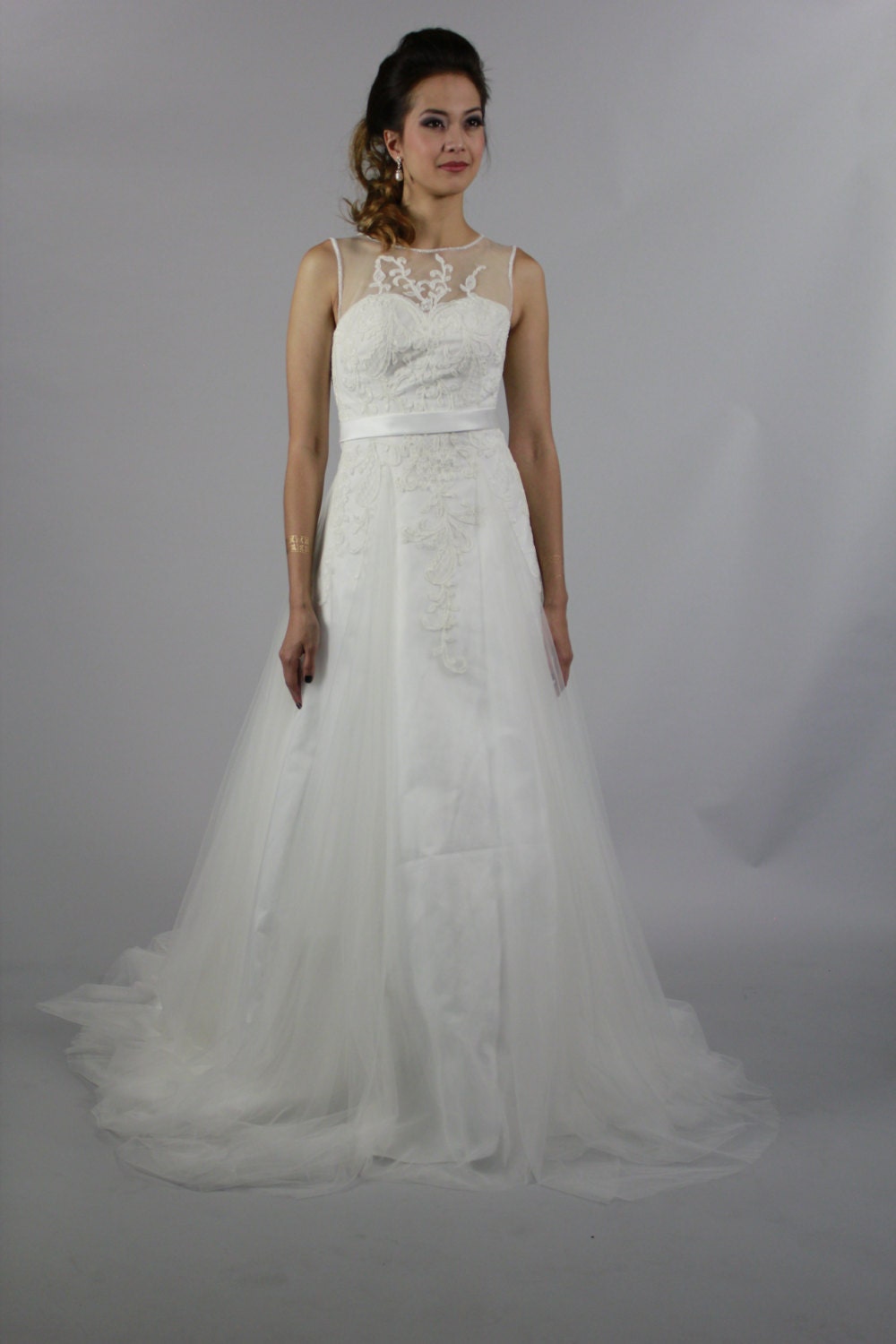 Simple But Elegant Formal A Line Scoop Neckline Sheer Lace Etsy