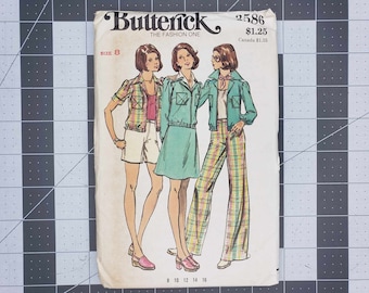 Retro 70's Butterick misses' jacket, skirt, pants and shorts sewing pattern number 3586 UNCUT size 8