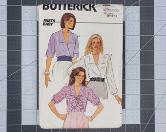 Bluzka Butterick Misses w stylu retro z lat 80., wykrój nr 6546, dostępny w wielu rozmiarach.