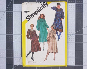 Retro 80's Simplicity misses' loose-fitting pullover dress sewing pattern number 6078 UNCUT size 14