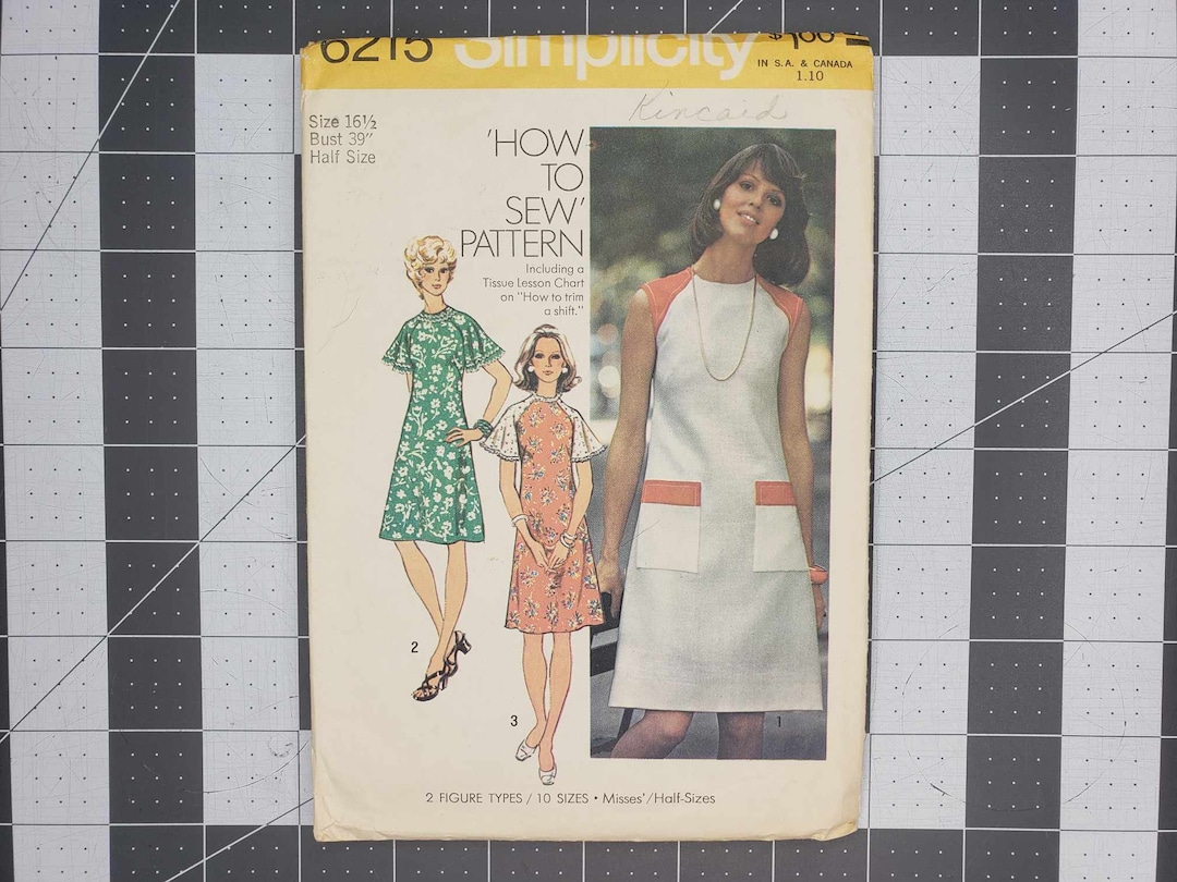 Retro 70's Simplicity Dress in Misses' and Half Sizes Sewing Pattern ...